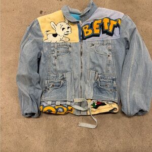 Betty Boop Light Blue Jean Jacket with Cartoon Design